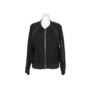 Good American Track Jacket Performance Athletic Black White Stripes 4 Small